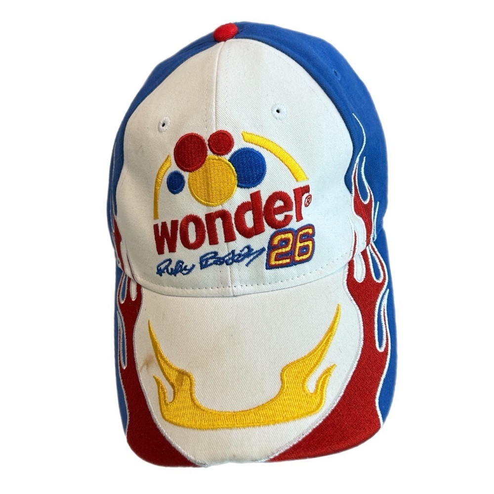 Wonder 26 Racing Flame Baseball Cap - White, Blue, Red, Yellow